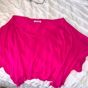 Oversized crop shirt , neon pink color
